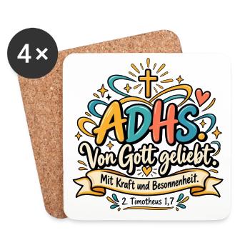 ADHS Liebe Gottes Kraft - Untersetzer (4er-Set) - Weiß - Vorne