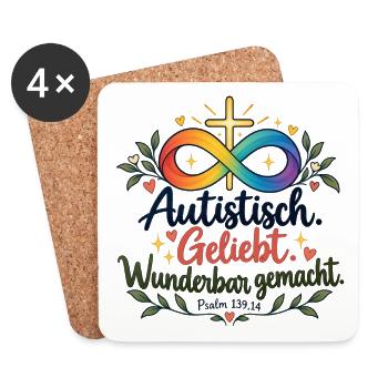 Autistisch Geliebt Infinity Kreuz - Untersetzer (4er-Set) - Weiß - Vorne
