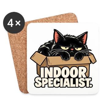 Indoor-Spezialistenkatze - Untersetzer (4er-Set) - Weiß - Vorne