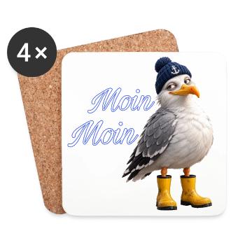 Moin Moin Möwe - Untersetzer (4er-Set) - Weiß - Vorne