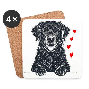 Labrador Hund Lustiges Schlafshirt Hunde Geschenk - Untersetzer (4er-Set) - Weiß - Vorne