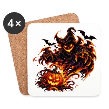 Feuriger Halloween Dämon - Untersetzer (4er-Set) - Weiß - Vorne