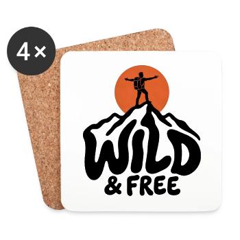 Wandern – Wild & Free Outdoor - Untersetzer (4er-Set) - Weiß - Vorne