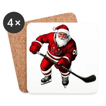 Weihnachten Eishockeyspieler - Untersetzer (4er-Set) - Weiß - Vorne
