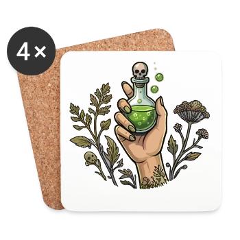 Alchemistischer Trank mit Kräutern - Untersetzer (4er-Set) - Weiß - Vorne
