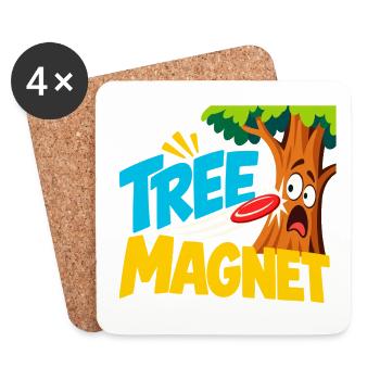 Baum Magnet Cartoon Abenteuer - Untersetzer (4er-Set) - Weiß - Vorne