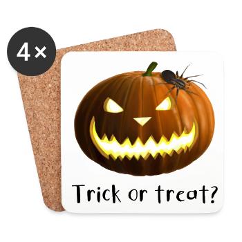 Trick or treat - Kürbis mit Spinne - Untersetzer (4er-Set) - Weiß - Vorne
