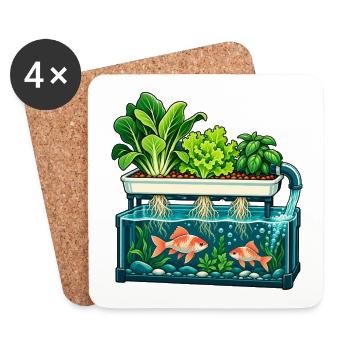Fische unter einem lebendigen Garten - Untersetzer (4er-Set) - Weiß - Vorne