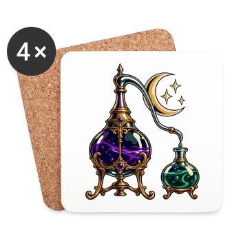 Mondbeschienenes alchemistisches Stillleben - Untersetzer (4er-Set) - Weiß - Vorne