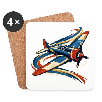 Flugzeuge und Luftstrombänder - Untersetzer (4er-Set) - Weiß - Vorne