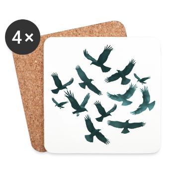 Teal Vogelflug Muster - Untersetzer (4er-Set) - Weiß - Vorne