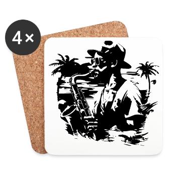 Saxophonist Grafik - Untersetzer (4er-Set) - Weiß - Vorne