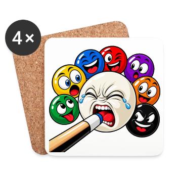 Lustige Billard Motive - Sports-Bar Bilder - Untersetzer (4er-Set) - Weiß - Vorne