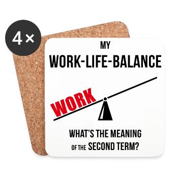 Meine Work-Life-Balance – Zweites Semester? (Wippe POS2C) - Untersetzer (4er-Set) - Weiß - Vorne