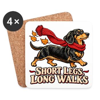 Short Legs Long Walks - Dackel mit Schal - Untersetzer (4er-Set) - Weiß - Vorne