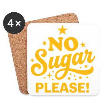 No Sugar Please Retro Yellow Typografie - Untersetzer (4er-Set) - Weiß - Vorne