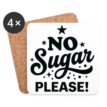 Kein Zucker bitte Handlettered-Design - Untersetzer (4er-Set) - Weiß - Vorne