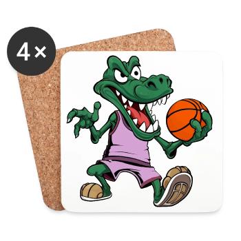 Alligator Basketball Krokodil - Untersetzer (4er-Set) - Weiß - Vorne