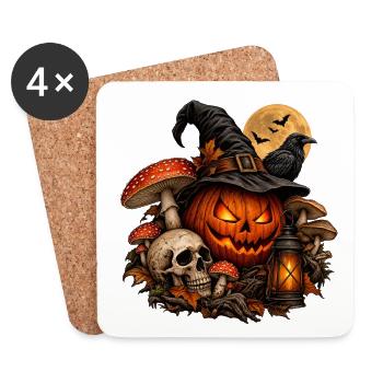 Dunkle Magie: Exklusives Halloween-Design - Untersetzer (4er-Set) - Weiß - Vorne
