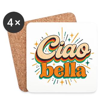 Ciao Bella - Italien - Italy - Italia - Gruss - Untersetzer (4er-Set) - Weiß - Vorne