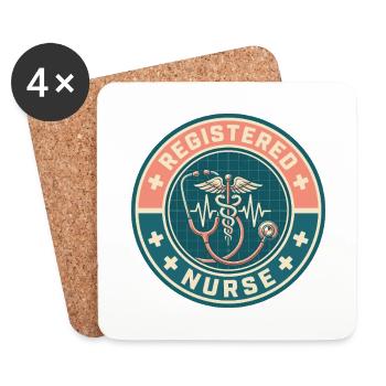 Stethoskop für Vintage Registered Nurse Caduceus Top - Untersetzer (4er-Set) - Weiß - Vorne