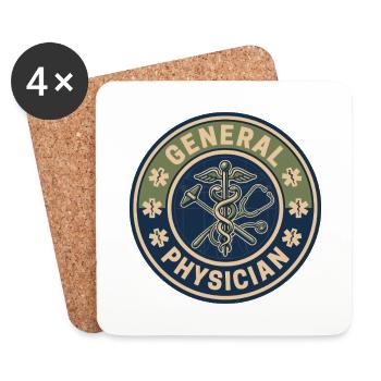 Vintage-Abzeichen des Allgemeinarztes mit dem Stab von Asclepius - Untersetzer (4er-Set) - Weiß - Vorne