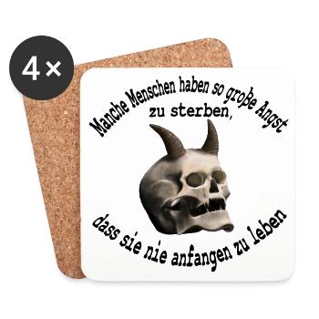 Manche Menschen haben Angst zu sterben - Totenkopf - Untersetzer (4er-Set) - Weiß - Vorne