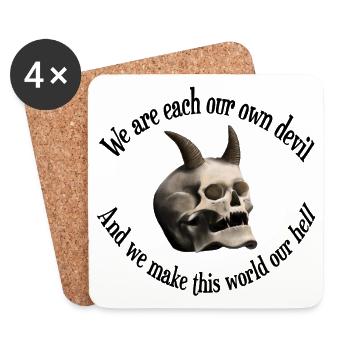 We are each our own devil - Totenkopf mit Hörnern - Untersetzer (4er-Set) - Weiß - Vorne
