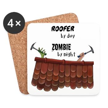 Roofer by day Zombie by night - Zombiehand - Untersetzer (4er-Set) - Weiß - Vorne