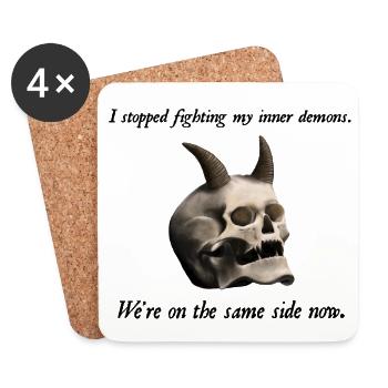 I stopped fighting my inner demons - Totenkopf - Untersetzer (4er-Set) - Weiß - Vorne