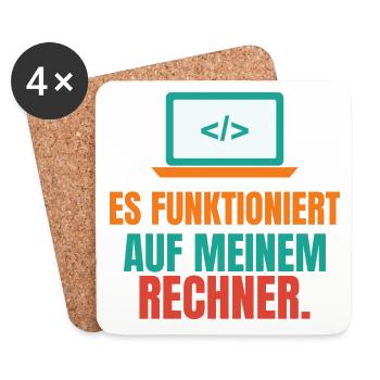 Es funktioniert auf meinem Rechner – IT Spruch - Untersetzer (4er-Set) - Weiß - Vorne