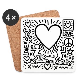 LOVE - Untersetzer (4er-Set) - Weiß - Vorne