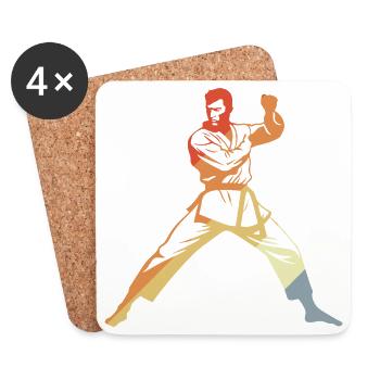 Karate Vintage Look - Untersetzer (4er-Set) - Weiß - Vorne