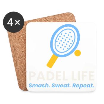 Padel Life Shirt Smash Sweat Repeat Padel Player - Untersetzer (4er-Set) - Weiß - Vorne