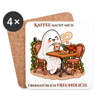 Übernatürlich freundlich dank Kaffee - Untersetzer (4er-Set) - Weiß - Vorne