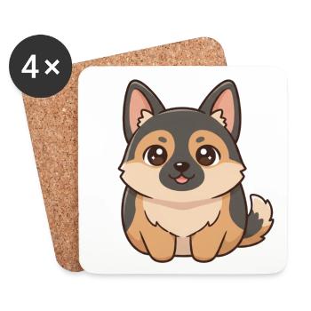 Deutscher Schäferhund - Untersetzer (4er-Set) - Weiß - Vorne