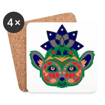 Bunter Lemur - Untersetzer (4er-Set) - Weiß - Vorne