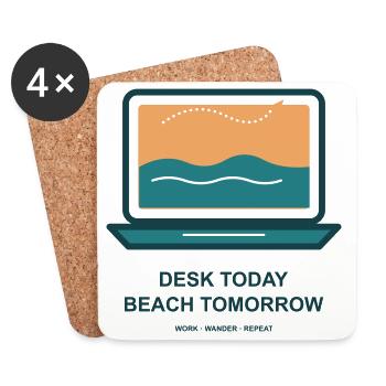 Schreibtisch Heute Strand Morgen - Untersetzer (4er-Set) - Weiß - Vorne