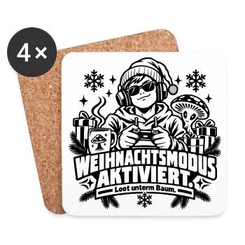 Weihnachtsmodus aktiviert: Lustiges Gamer-Geschenk - Untersetzer (4er-Set) - Weiß - Vorne