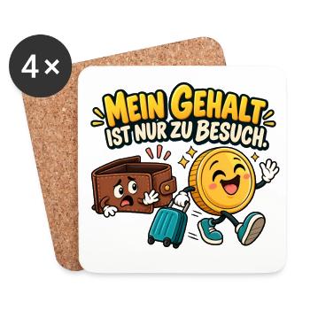 Gehaltsbesuch Geld trifft Spaß - Untersetzer (4er-Set) - Weiß - Vorne