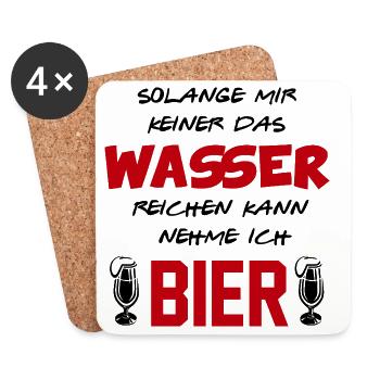 Wasser reichen Bier trinken Alkohol Sprüche - Untersetzer (4er-Set) - Weiß - Vorne