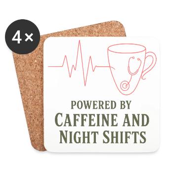 Kaffeeherz Stethoskop Motiv - Untersetzer (4er-Set) - Weiß - Vorne