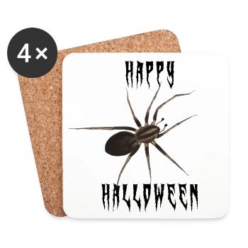 Happy Halloween Spinne - Gruselschrift - Untersetzer (4er-Set) - Weiß - Vorne