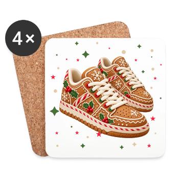 Lebkuchen-Sneaker zu Weihnachten  - Untersetzer (4er-Set) - Weiß - Vorne