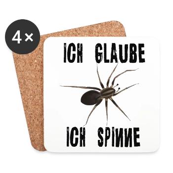 Ich glaube ich spinne - Spinne Spruch - Untersetzer (4er-Set) - Weiß - Vorne