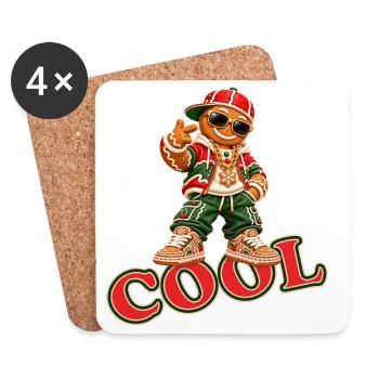 Cooles Lebkuchenmännchen mit COOL-Schriftzug - Untersetzer (4er-Set) - Weiß - Vorne
