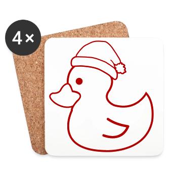 Weihnachtsente Silhouette mit Mütze - Untersetzer (4er-Set) - Weiß - Vorne