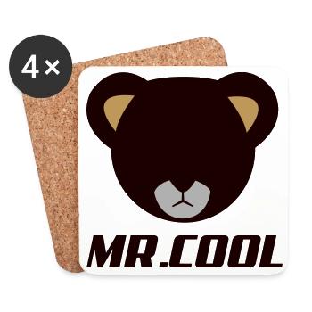 Bärenkopf Logo MR Lodol - Untersetzer (4er-Set) - Weiß - Vorne