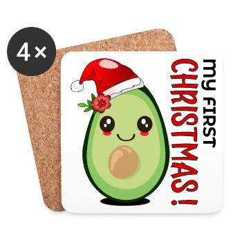 Mein erstes Weihnachten, Avocado Baby - Untersetzer (4er-Set) - Weiß - Vorne