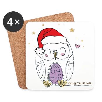 Merry Christmas - Untersetzer (4er-Set) - Weiß - Vorne